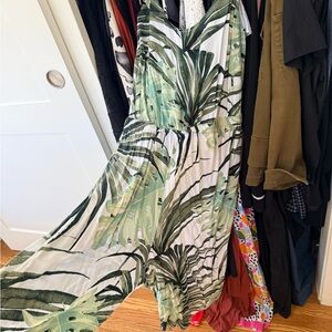 Cacique White and Green Tropical Swim Cover-Up Romper/lane bryant size 18/20